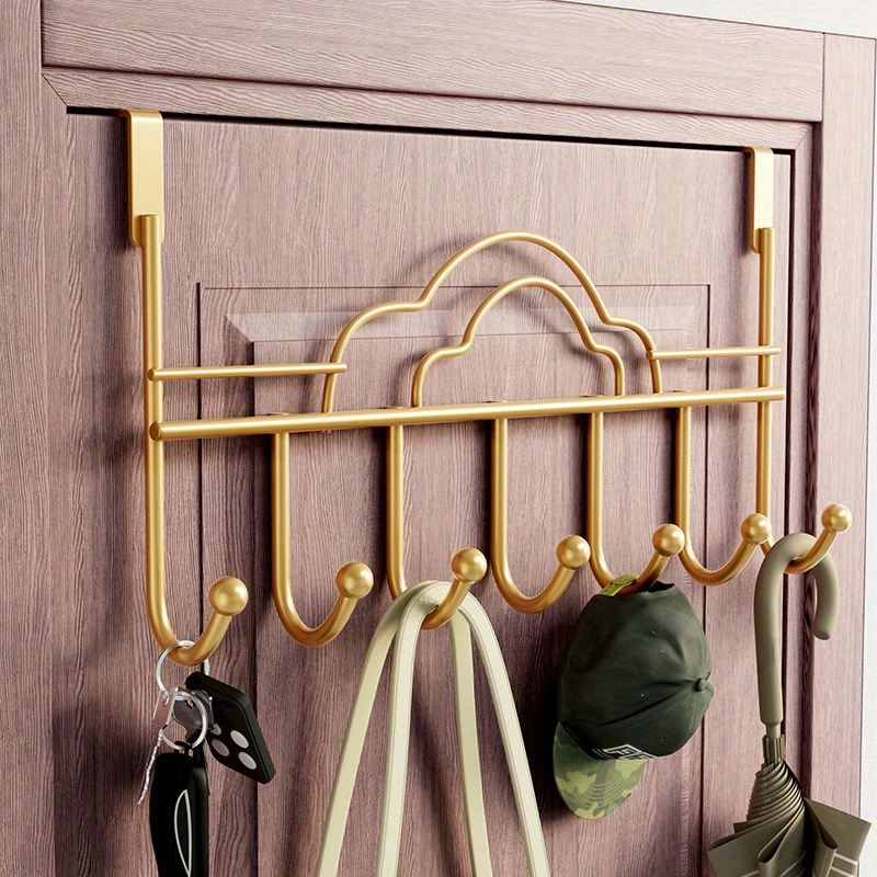 

Easy-install Golden Cloud Over-the-door Hook - No Drill, Metal For Towels, Robes, Coats - Space-saving & Stylish Bedroom Organizer