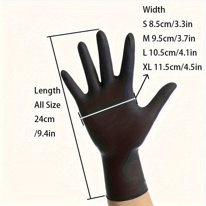 200pcs black disposable nitrile gloves powder and latex free waterproof suitable for kitchen cooking bathroom and living room cleaning and pet outdoor use tattoos condiments haircuts   used details 0