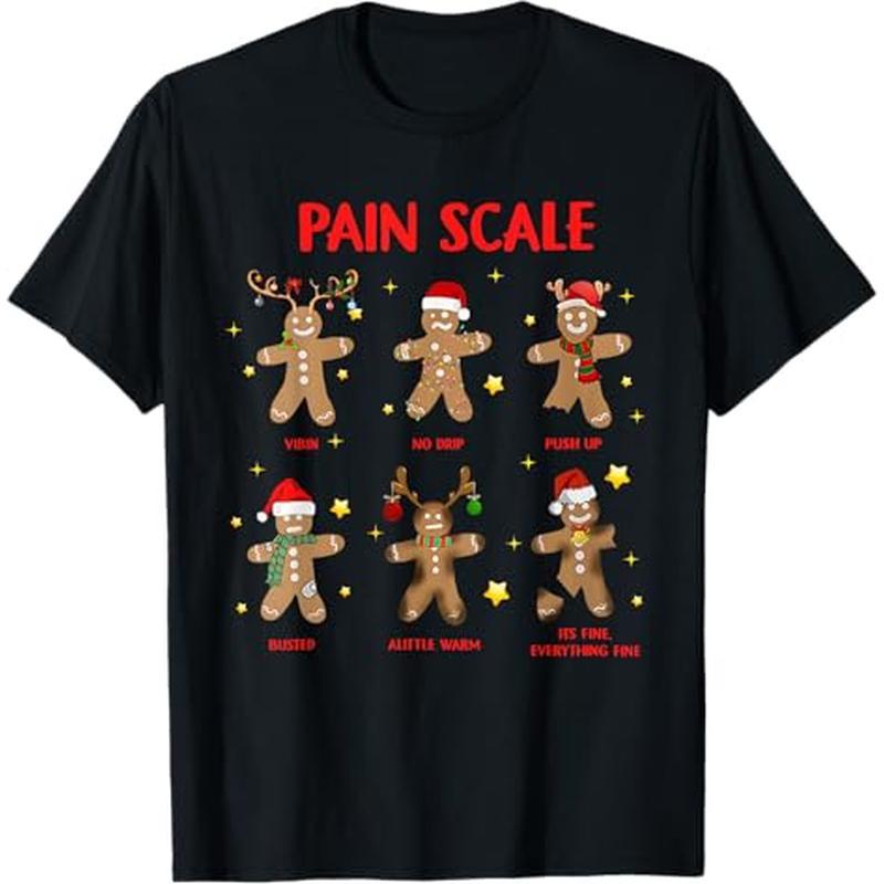 

Retro Funny Pain Scale Gingerbread Nursing T-shirt, 100% Cotton, Gifts For Men Dad Husband , S-xxxl, Black