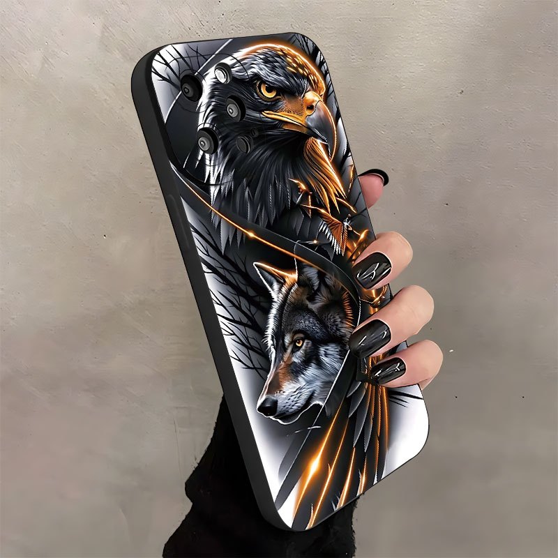 TEMU Phone Case - Eagle Wolf Offers A Creative Patterned Protective Case That Fits For For Iphone Including 11, 12, 13, 14, 15, 16 Plus, Pro, Max, X,