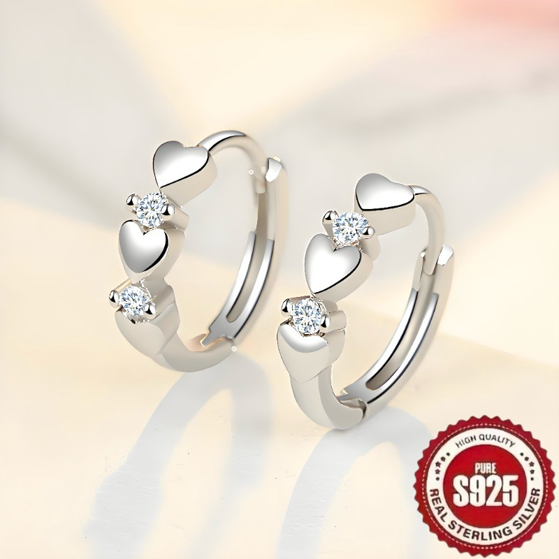 

Elegant S925 Sterling Silvery Hoop Earrings With Sparkling Rhinestones - Hypoallergenic, Casual Attire & Gifting