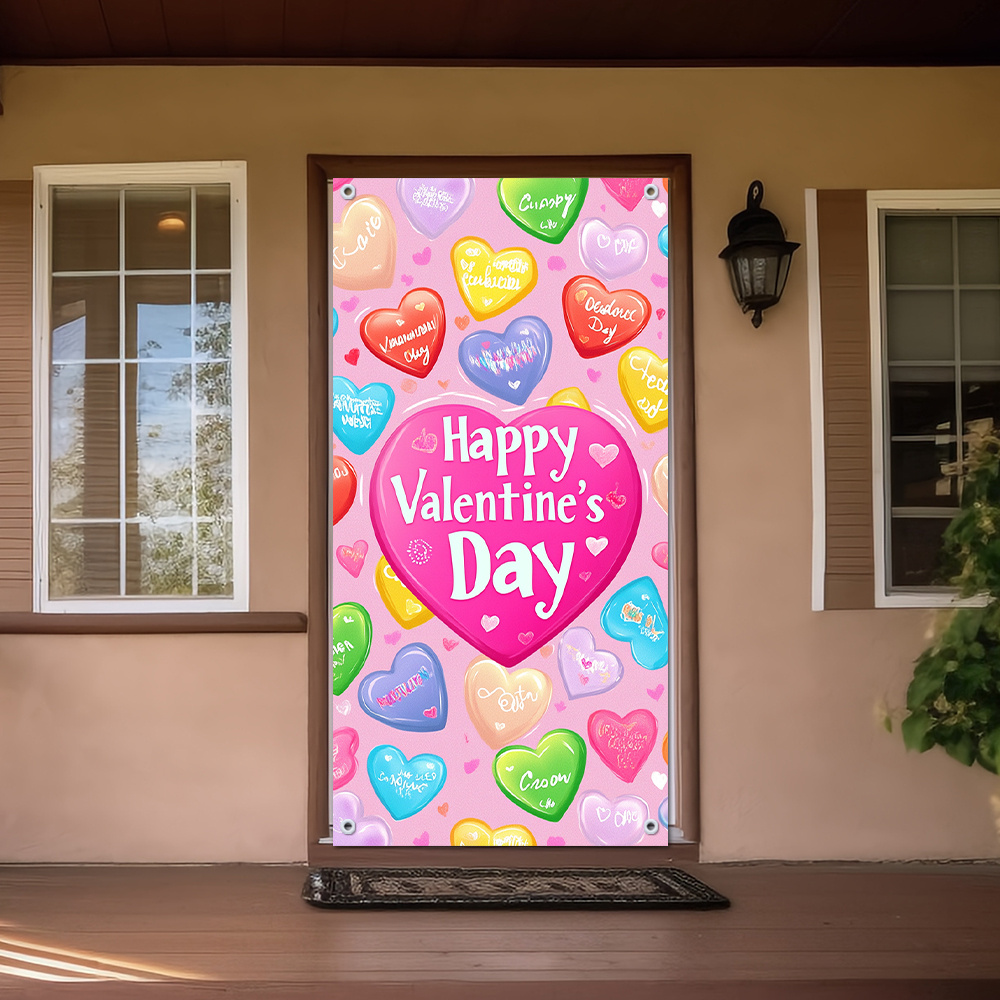 

Happy Valentine's Day Door Banner - Pink & , Polyester, No Power Needed, Indoor/outdoor Celebrations (35.4 X Inches)