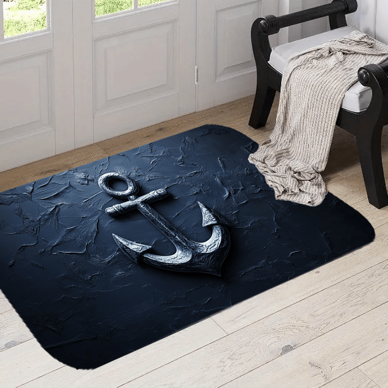 

1pc Anchor Mat, , 3d Anchor On , Christmas Decor, Washable, Entrance Rug, Max Length