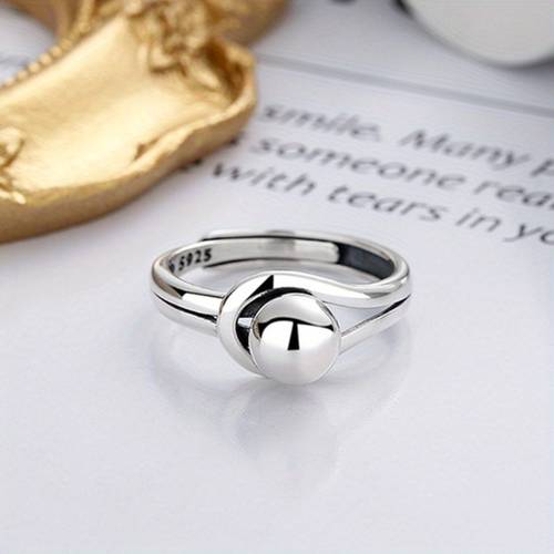 1pc s925 sterling silver simple ring geometric round ball about 0 09oz