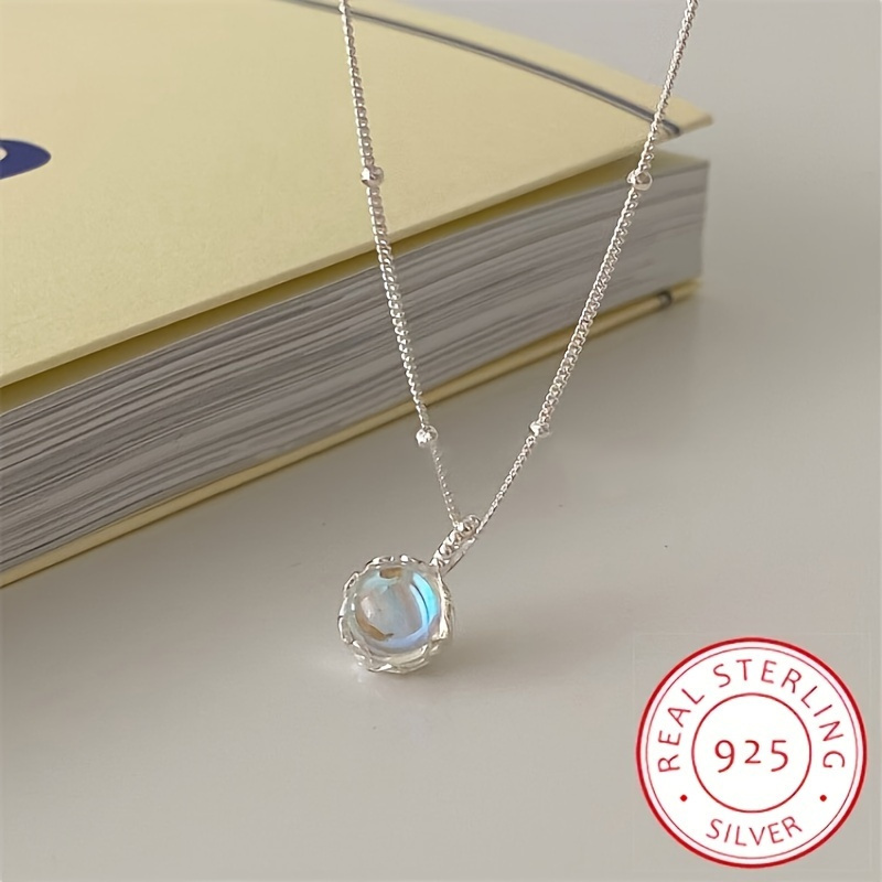 TEMU 925 Pendant Necklace, Round Female Temperament Clavicle Jewelry For Women