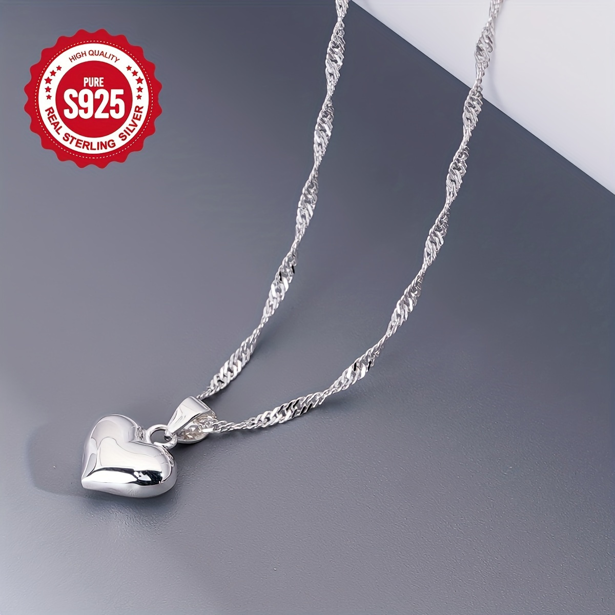 

1pc S925 Sterling Silver Heart-shaped Pendant Necklace - , Hypoallergenic, And Nickel-free For , Suitable For , Ideal Gift For