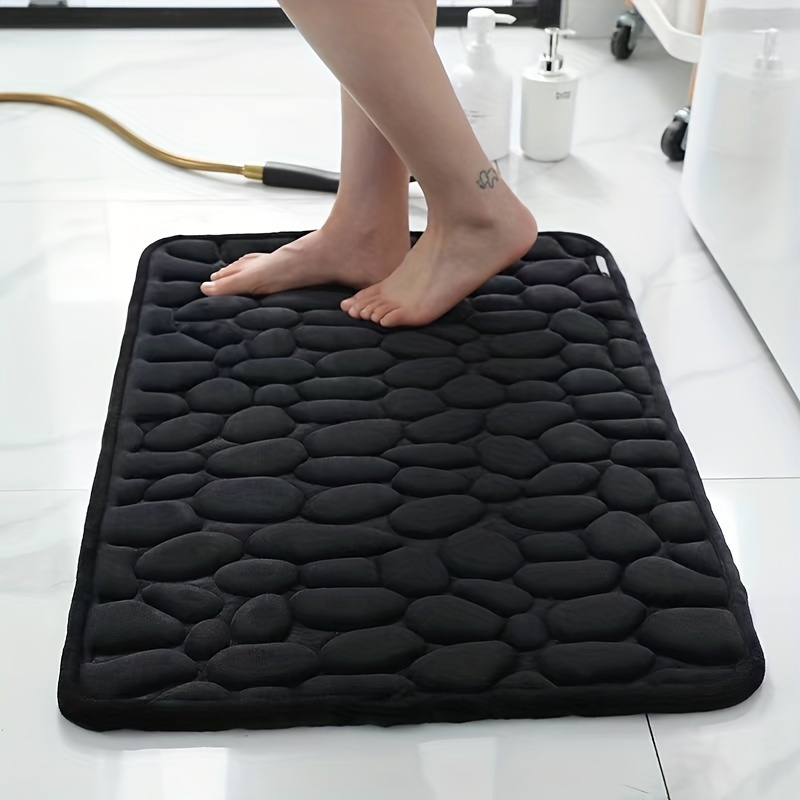 1pc embossed cobblestone memory foam bath rug super absorbent non slip polyester blend floor mat for bathroom toilet kitchen laundry 100gsm 0 5cm thick backed with     human cotton details 6