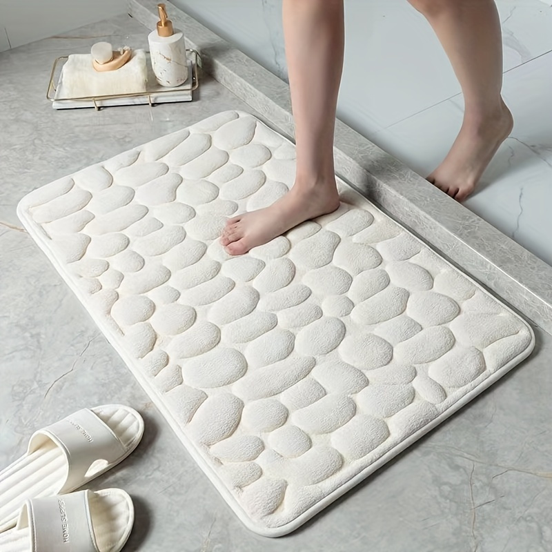 1pc embossed cobblestone memory foam bath rug super absorbent non slip polyester blend floor mat for bathroom toilet kitchen laundry 100gsm 0 5cm thick backed with     human cotton details 7