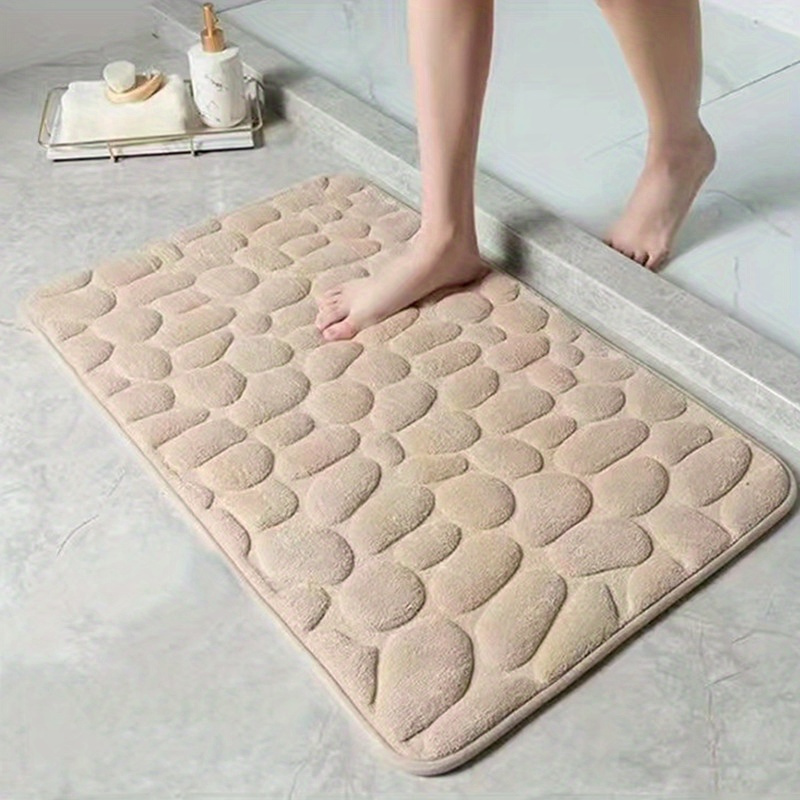 1pc embossed cobblestone memory foam bath rug super absorbent non slip polyester blend floor mat for bathroom toilet kitchen laundry 100gsm 0 5cm thick backed with     human cotton details 8