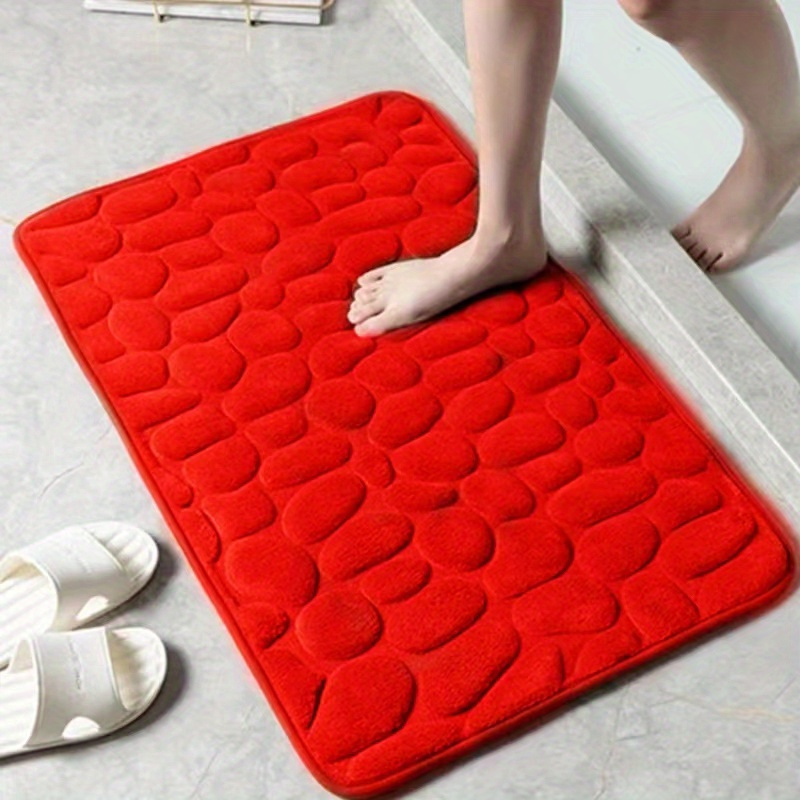 1pc embossed cobblestone memory foam bath rug super absorbent non slip polyester blend floor mat for bathroom toilet kitchen laundry 100gsm 0 5cm thick backed with     human cotton details 10