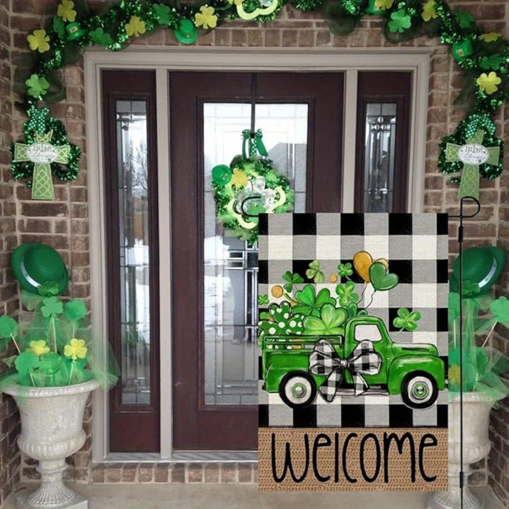 

1pc 's Day Shamrock Flag 30.48 X 45.72cm Double-sided Welcome Holiday Yard Flag Suitable For Home Decoration, Outdoor Decoration, Yard Decoration, Garden Decoration