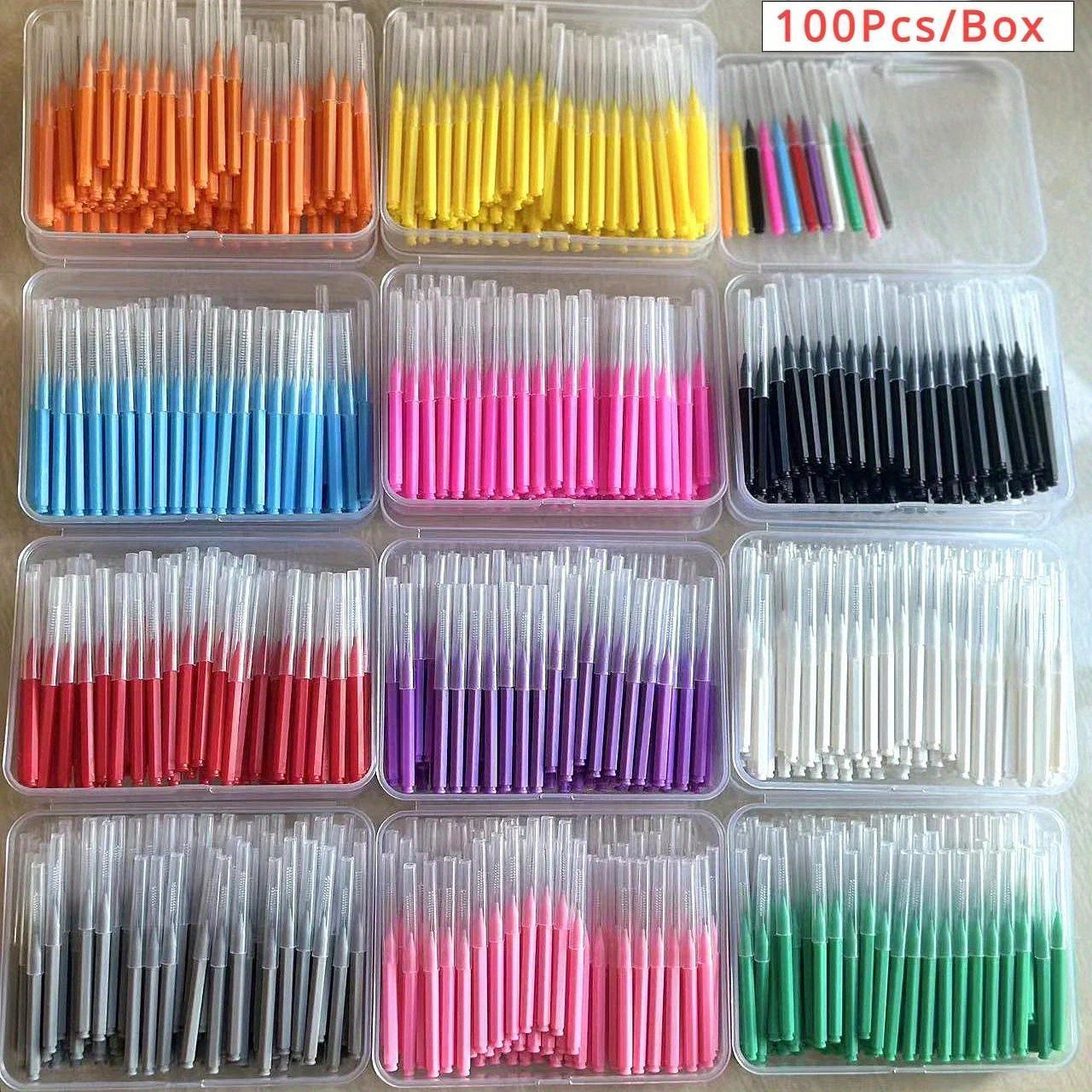 100pcs mixed color interdental brushes soft nylon bristles multi color ergonomic handles prevents plaque and orthodontic care travel friendly oral hygiene tool for adults   gift   durable construction portable and easy to