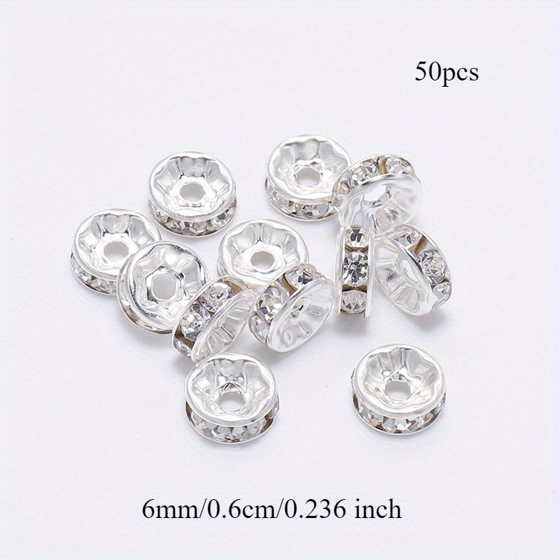 50pcs/pack 6/8mm Metalic Color Rhinestone Rondelle Spacer Beads For Jewelry Making Diy Bracelet Necklace Accessories