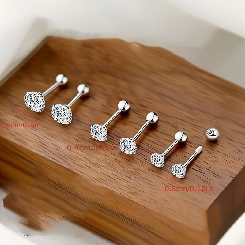 

6-piece Set Of , Silvery Studs, Steel Rhinestones, Luxury - For Casual Decor