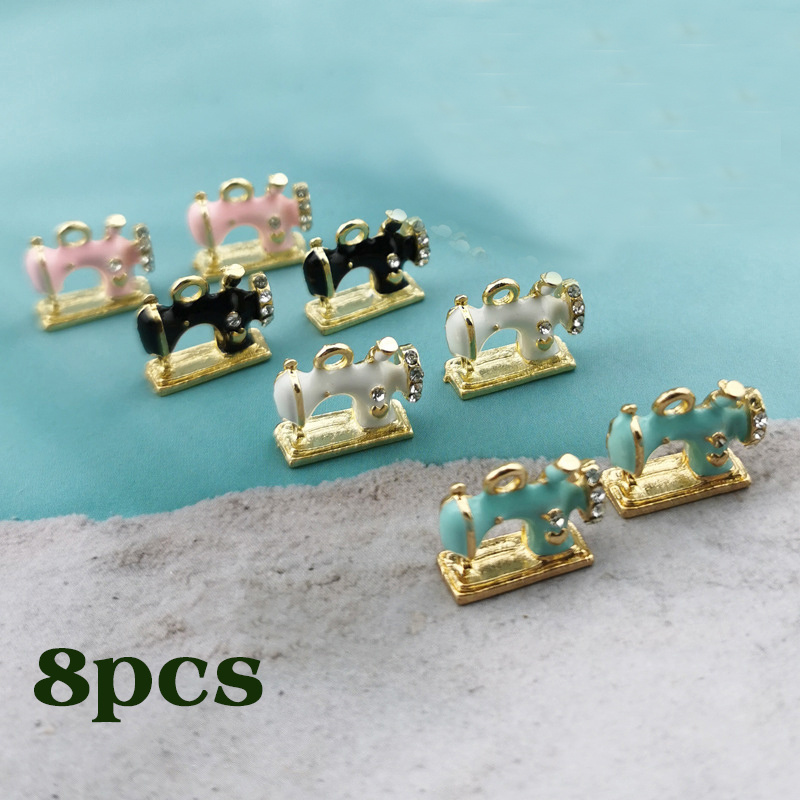 TEMU 8pcs Alloy 3d Sewing Machine Charms, Handmade Enamel Pendants For Earrings, Necklaces, Keychains - Making Supplies, Craft Sewing Themed Alloy Pendant Decorations