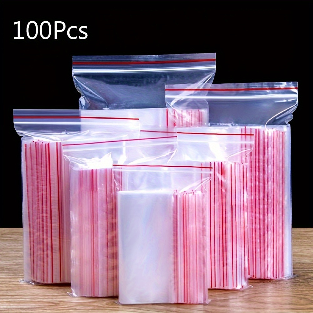 

100pcs Sacs Zip Lock en PVC Transparent avec Fermeture pour Présentoir et Organisation de Stockage, Plastique, Cellophane