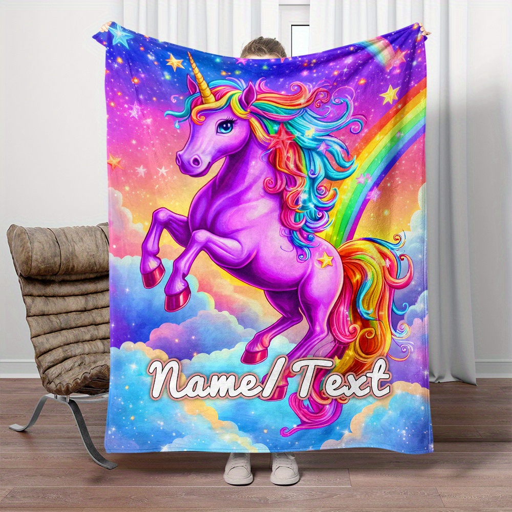 

& Rainbow Stars Flannel Throw Blanket - Soft, Lightweight & Warm For Couch, Bed, Travel & Camping - Personalized Gift Idea