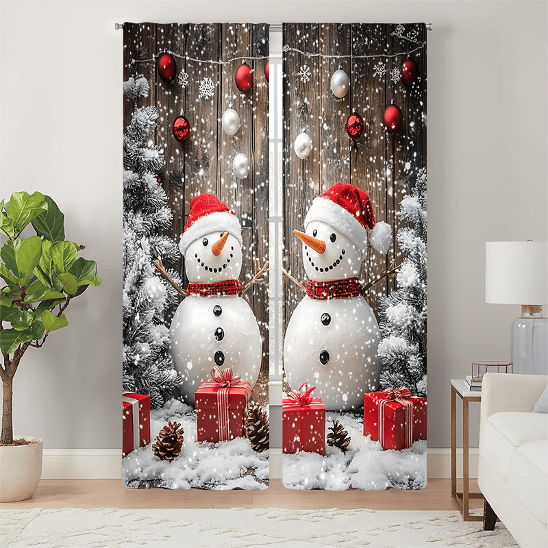 

2pcs Set Boho Christmas Curtains - Washable, & Easy To Hang | Lightweight, Ventilated For Insulation, & Dimming | Home Decor