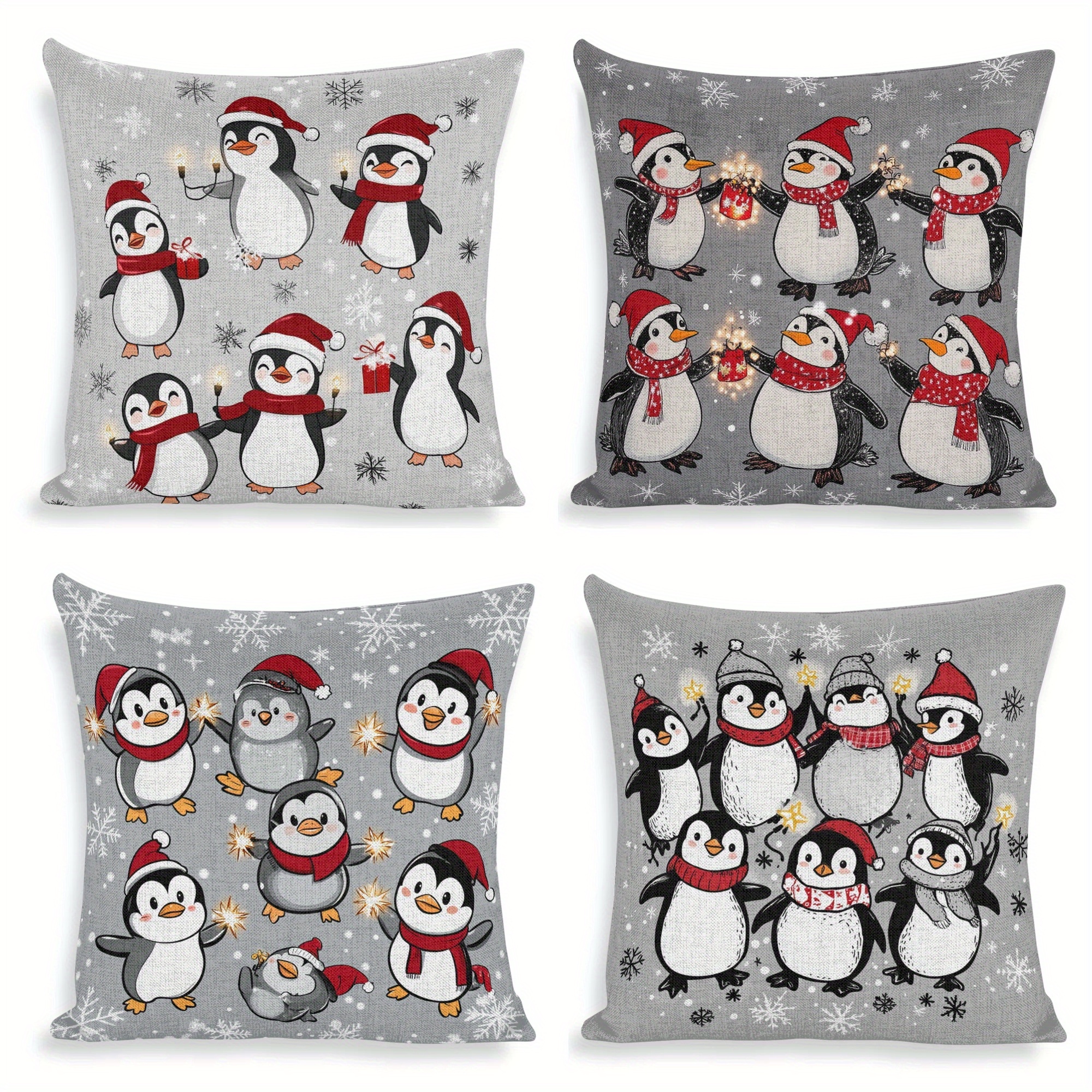 

4pcs Set Christmas Decorative - 18x18 , Zip , Polyester For Sofa, , Car &