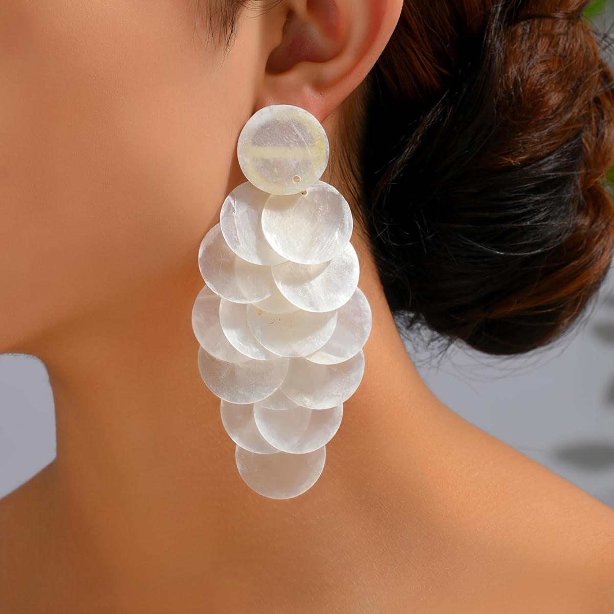 

1 Pair Of Dangle Earrings Shell Tassel Design Vacation Jewelry For Outfit Costume Parties
