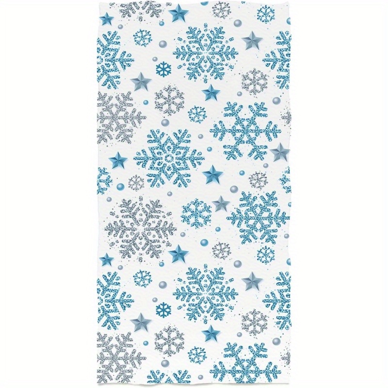 

Christmas Hand Towel - 18x26 Inch, Silvery & Blue , Absorbent Polyester Dish Cloth For Kitchen & Bathroom Decor