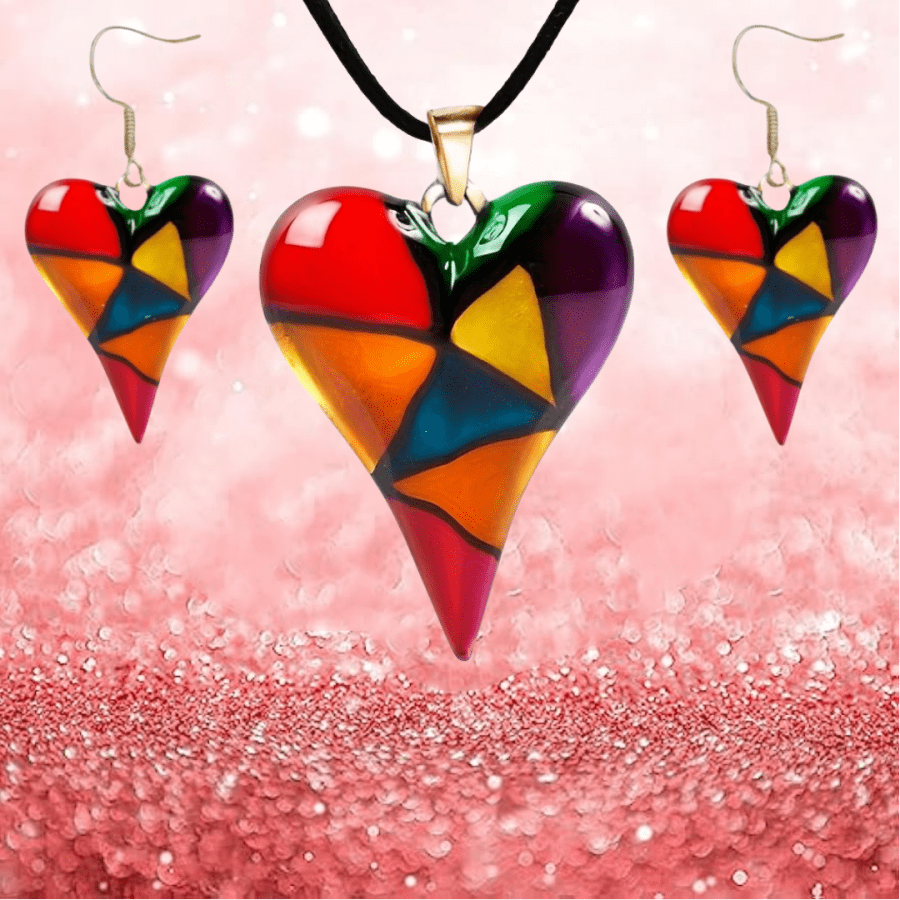 

3pcs Fashion Jewelry Set, 1pc Fashion Necklace +2pcs Fashion Earrings, Heart Jewelry Set, Set, Fashion Jewelry, Halloween Jewelry, Christmas Jewelry, Festival Jewelry, Gifts