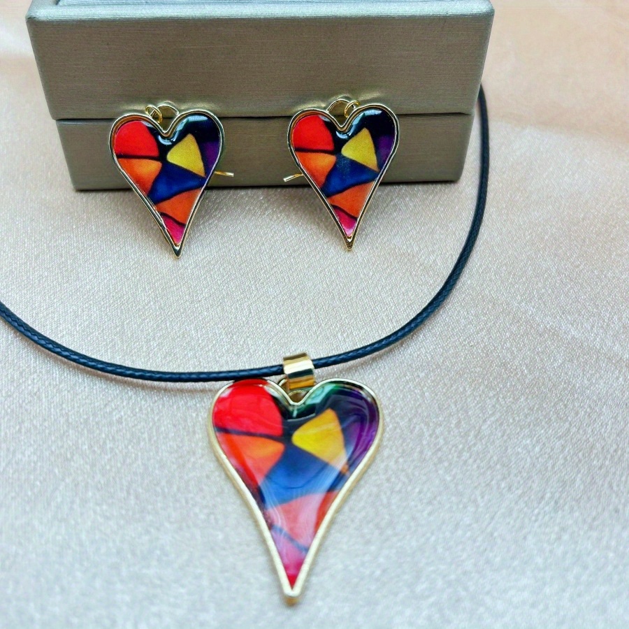 TEMU 3pcs Fashion Jewelry Set, 1pc Fashion Necklace +2pcs Fashion Earrings, Heart Jewelry Set, Set, Fashion Jewelry, Halloween Jewelry, Christmas