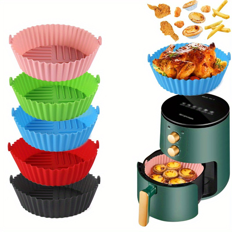 

Fryer Silicone Liner Pan, Air Fryer Silicone Red Bowl, Of Parchment Paper, Reusable Baking Tray Oven Accessories