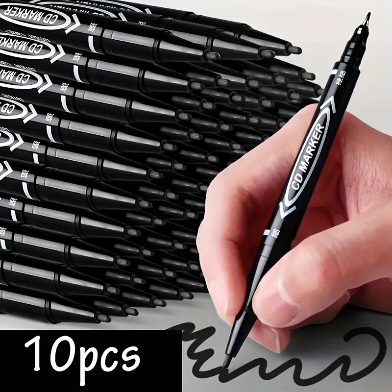 

10pcs Dual-tip Permanent Art Markers - Fine & Tips, For Sketching, Drawing, And School Supplies