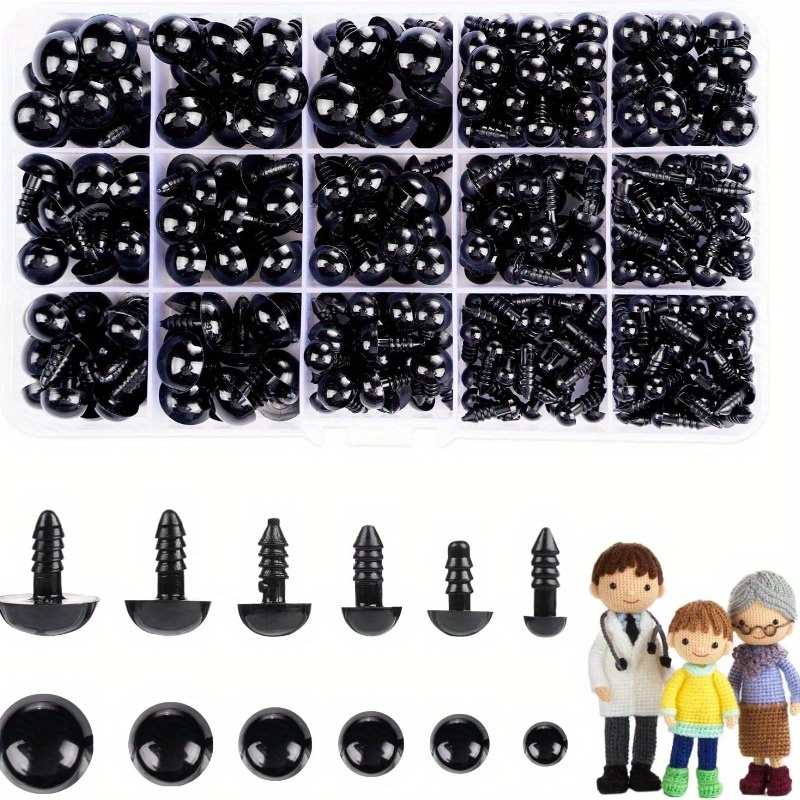 

700pcs Black Plastic Safety Eyes With Washers For Diy Stuffed Animals, Amigurumi Crafts, Doll Making Supplies