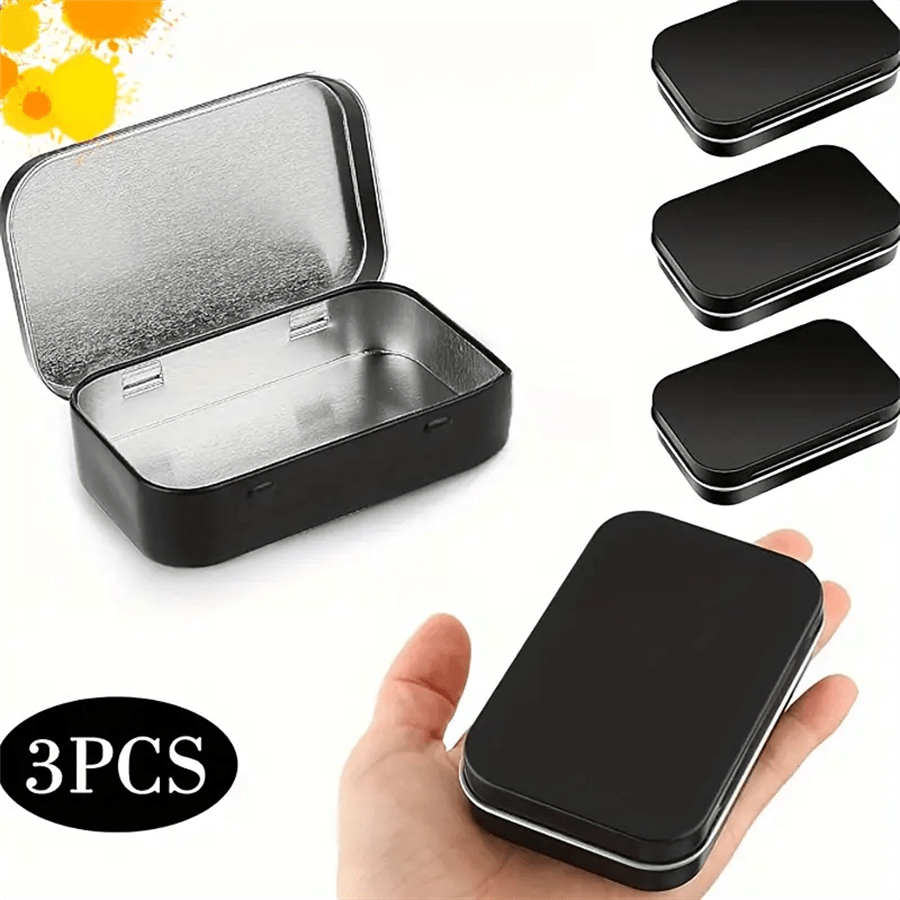 

3-pack Portable Metal Storage Containers - Rectangular Hinged Pill, Card, Jewelry, And Candy Boxes - Stainless Steel, , Storage Bins For