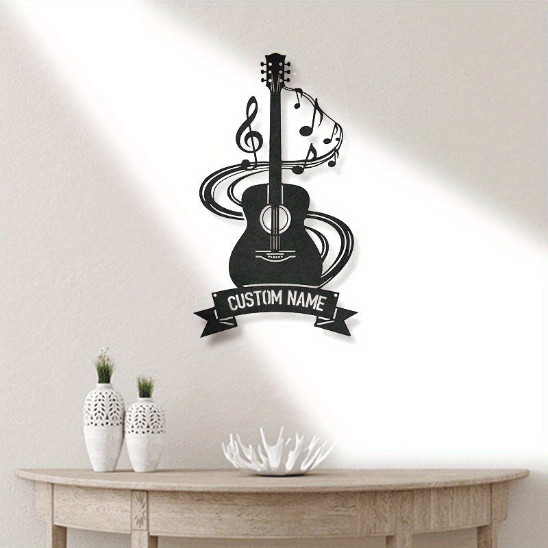 

1pc Personalized Guitar Metal Wall Art - Customizable Name, Iron Material, Suitable For Home Indoor And Outdoor Decoration, Music Art Decoration, Is For Living Room, Bedroom, Christmas