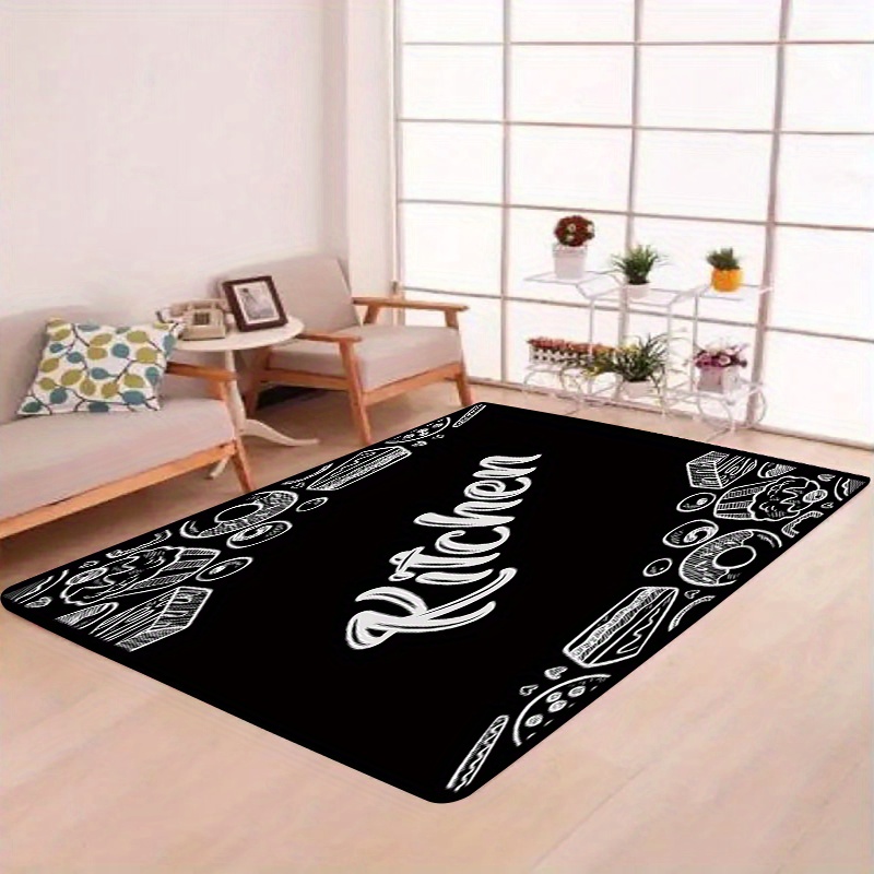 TEMU Tapis de cuisine plat 2D, tapis éponge à motif , élégant et , lavable en machine, idéal pour , , à manger, , , de bain, , le porche, , et les