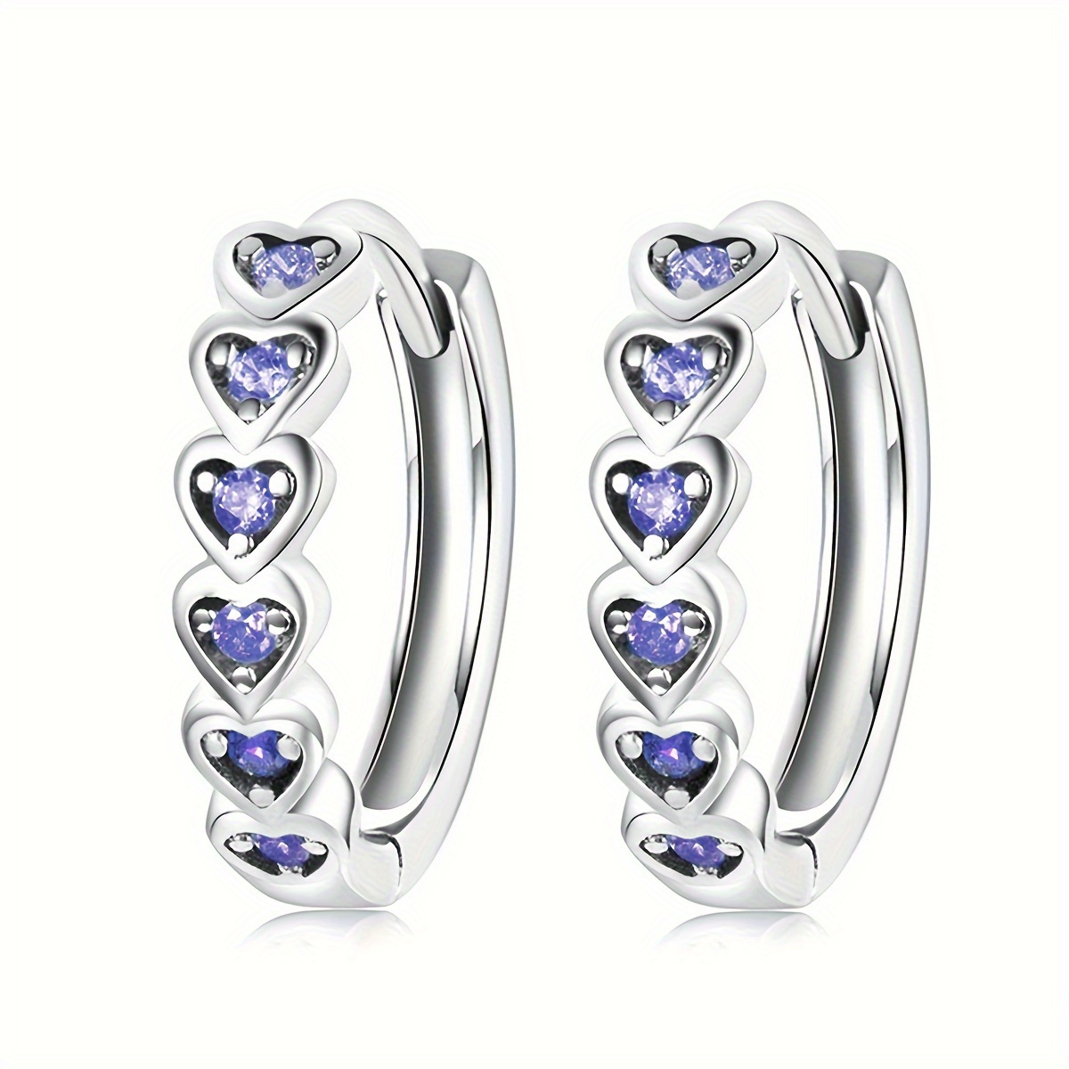 Image of 1 Pair Of Women's Fashion Hoop Earrings In Ocean Blue Synthetic Gemstone , Perfect For Daily Wear And Party Occasions