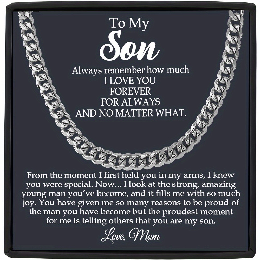 TEMU Cuban Chain Necklace For Son, Necklace For Son, Mother And Son Necklace, Necklace For Son From Mom, Gift For Son, Create A Unique Christmas, Graduation Gift, Birthday Gift For Son