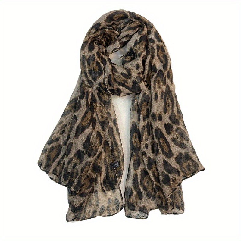 Stylish Leopard Bali Yarn Printed Long Scarf Women's Autumn And Winter Gift Leopard Casual