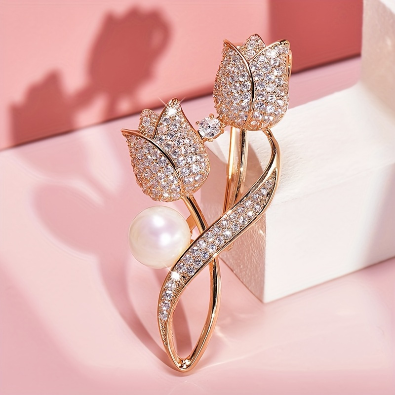 Brooch Synthetic Zirconia Elegant Alloy Lapel