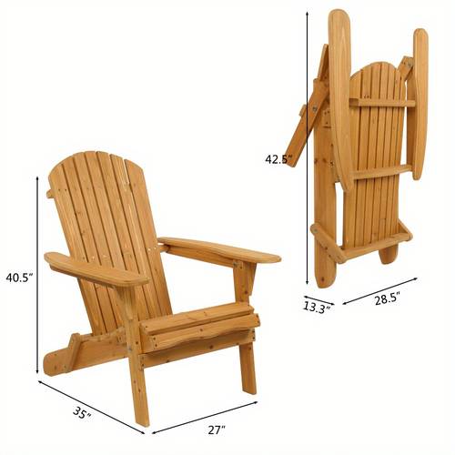 folding wooden adirondack lounger chair with natural