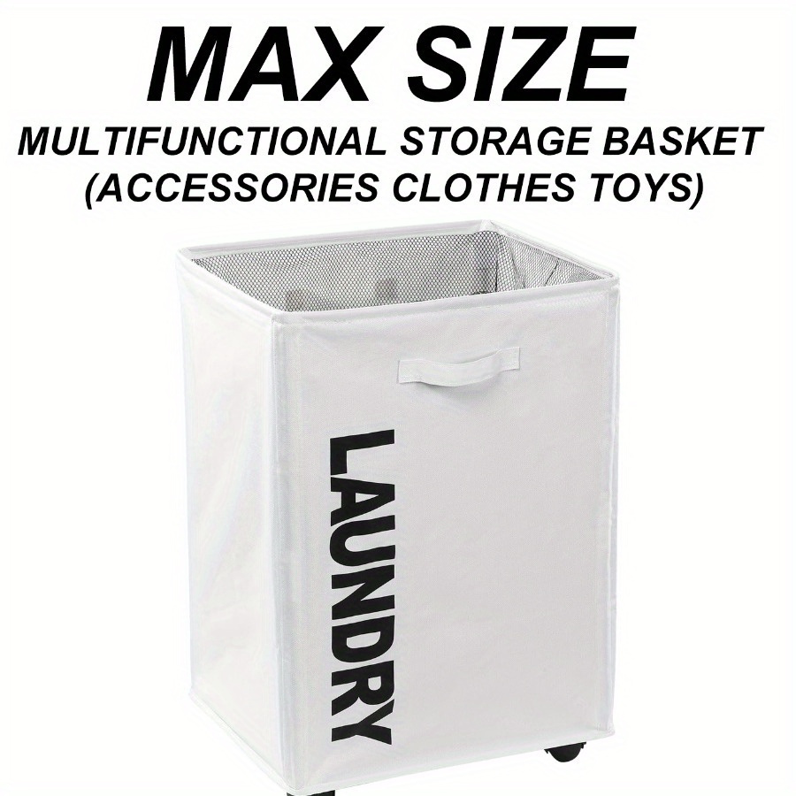 

Rolling Laundry Hamper Slim Large, Oxford Cloth With Mesh Lining, Portable Stand, Stylish Minimalist Folding Storage Basket With Rollers