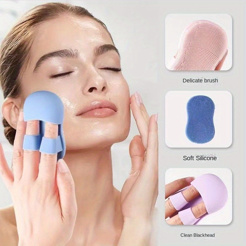 

1/3pcs Finger Face Brush, A Cleansing Tool For Removing Makeup, For Cleaning And Wings, Featuring A Small, Soft Silicone Brush Ideal For Facial Care.