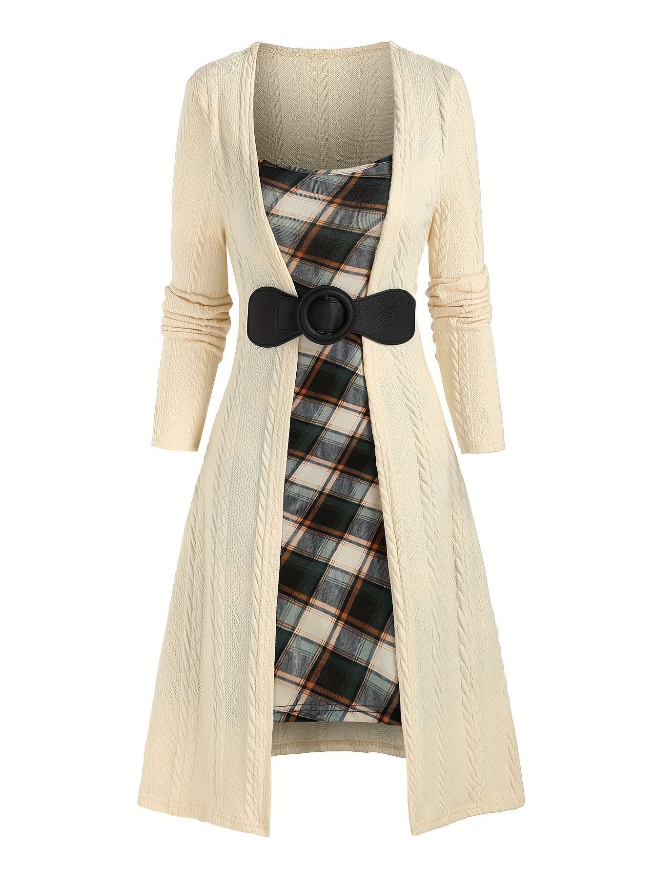slim fit dress slacks Plaid Fitted Dress with a Bow – JM LOOKS