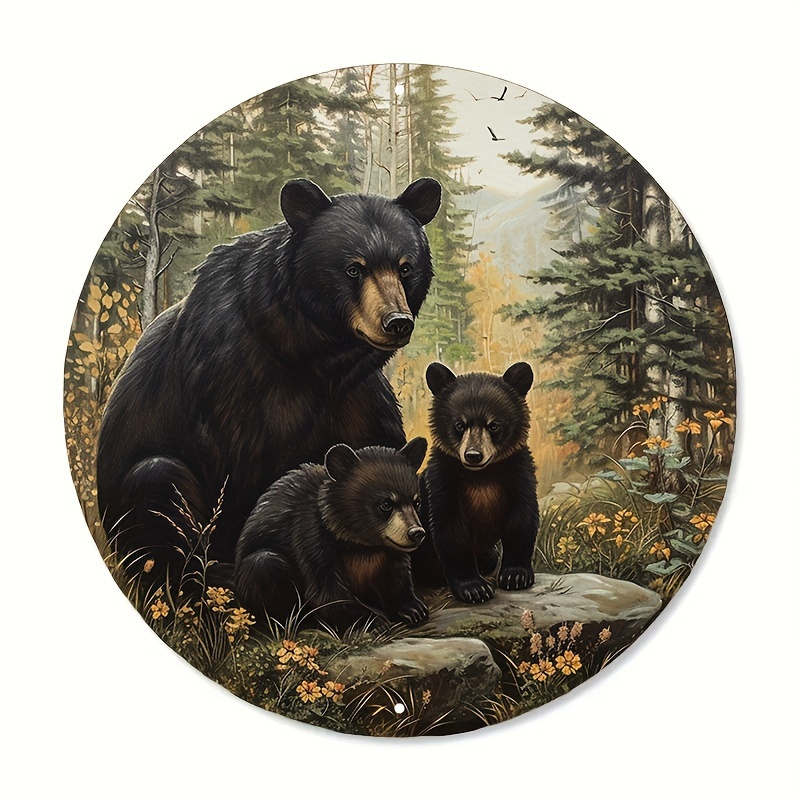 

Vintage Black Bear Aluminum Wall Sign - Home, Bar, Cafe & Garage Decor | 8"x8" | Ideal For Halloween, Christmas & New Year