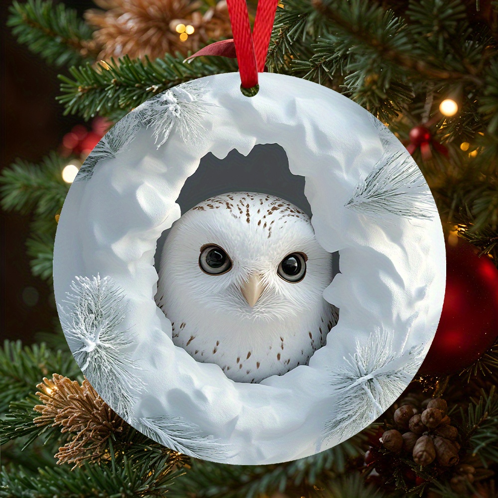 

Holiday , Rustic Wooden Owl Christmas Ornament - Farmhouse Tree Decoration For Holiday & Winter Parties, No Power Needed, Design, Thanksgiving