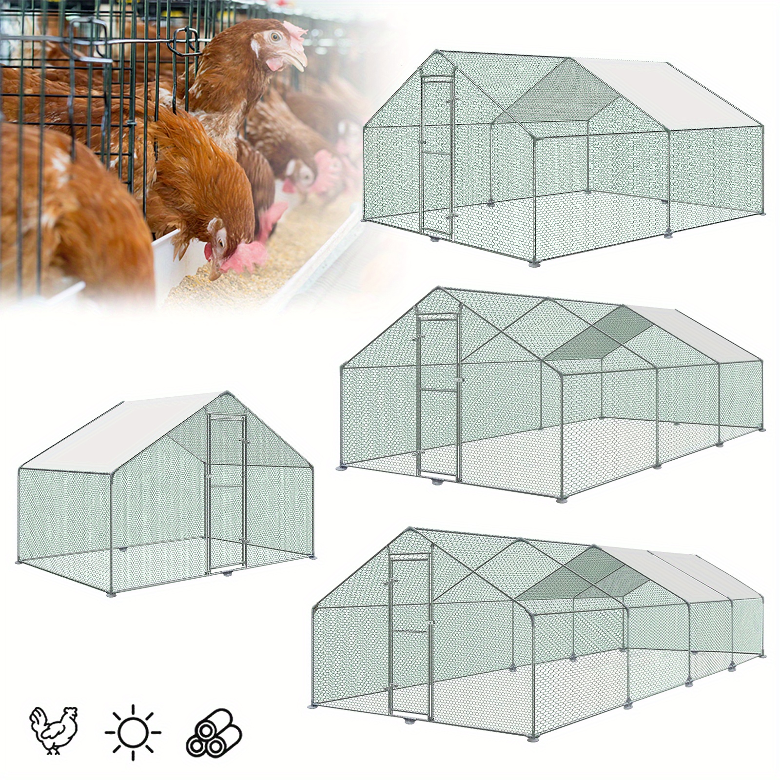 

Chicken Coop, Chicken House, Roof, Poultry House For Chicken Cage, Poultry House, Small Animals, Galvanised With Pe Roof