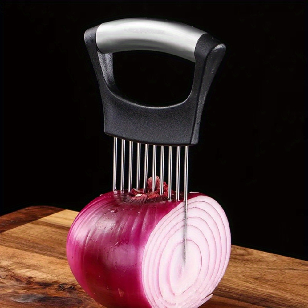stainless steel onion cutter holder food slicers assistant tomato onion slicer holder vegetables cutting fork kitchen gadgets