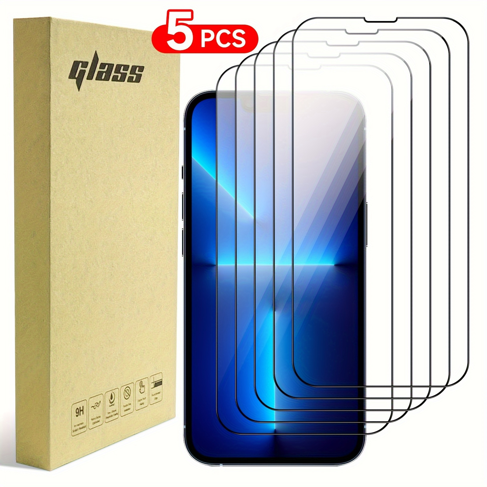 

5pcs Tempered Glass Screen Protector With Suitable For 16pro 16plus 16pro Max 15 14 13pro Max/ 11 8g 8p 6g 6p Series, Ultra-high , 9h Hardness, And Resistant,