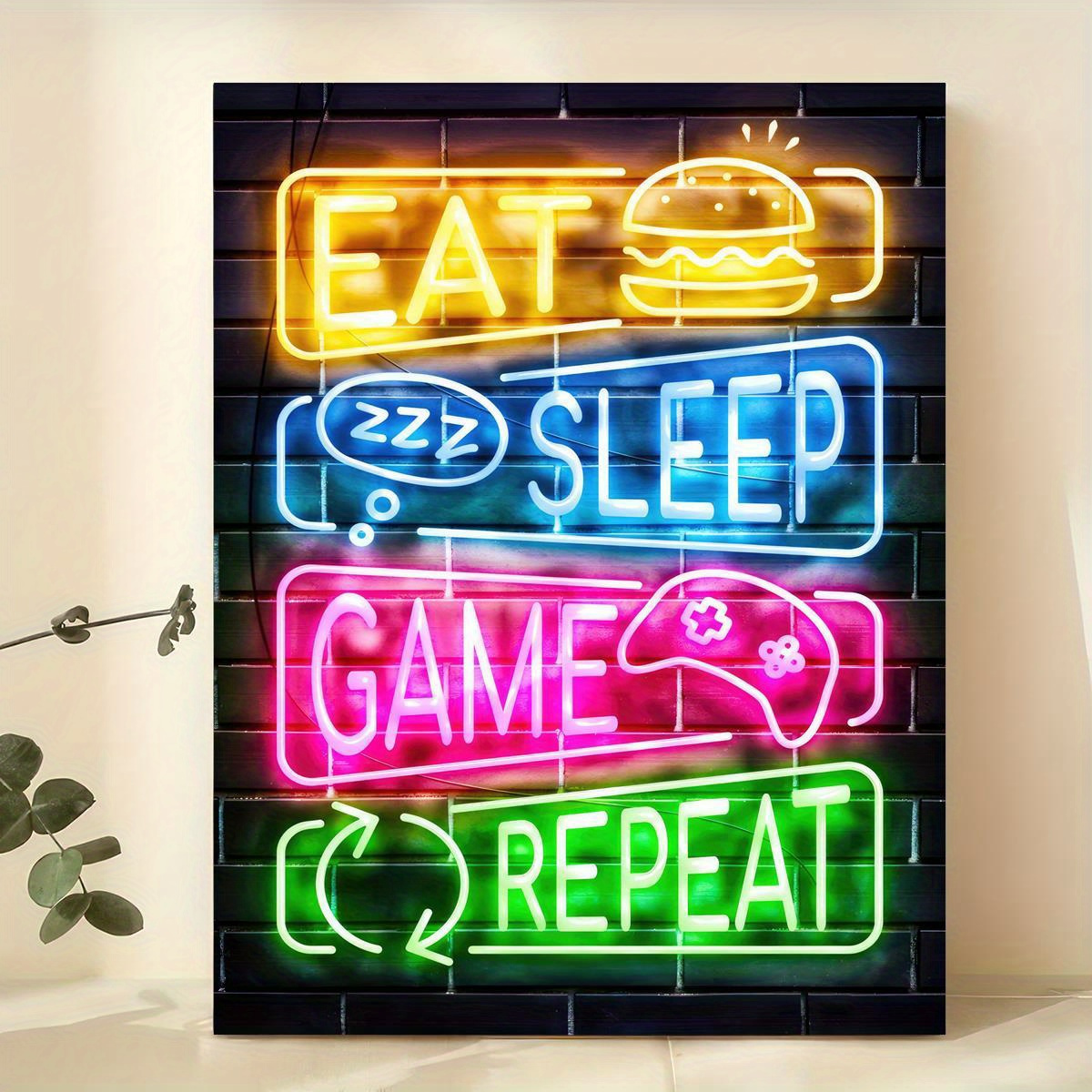 

1pc Neon Game Controller Canvas Poster, Canvas , Poster And Print, Artwork Wall Painting For Gift, Office, Living Room, Cafe, Wall Decor, Home Decor Halloween Christmas Decor, Room Decor