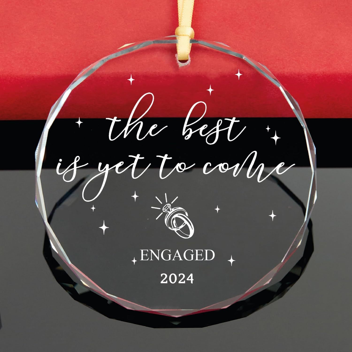 

2024 Glass Ornament - The Best Is Yet To Come - Bridal Shower Gift - First Married Anniversary Keepsake - Christmas, New Year, Universal Holiday Decor - No Electricity Or Feathers Required