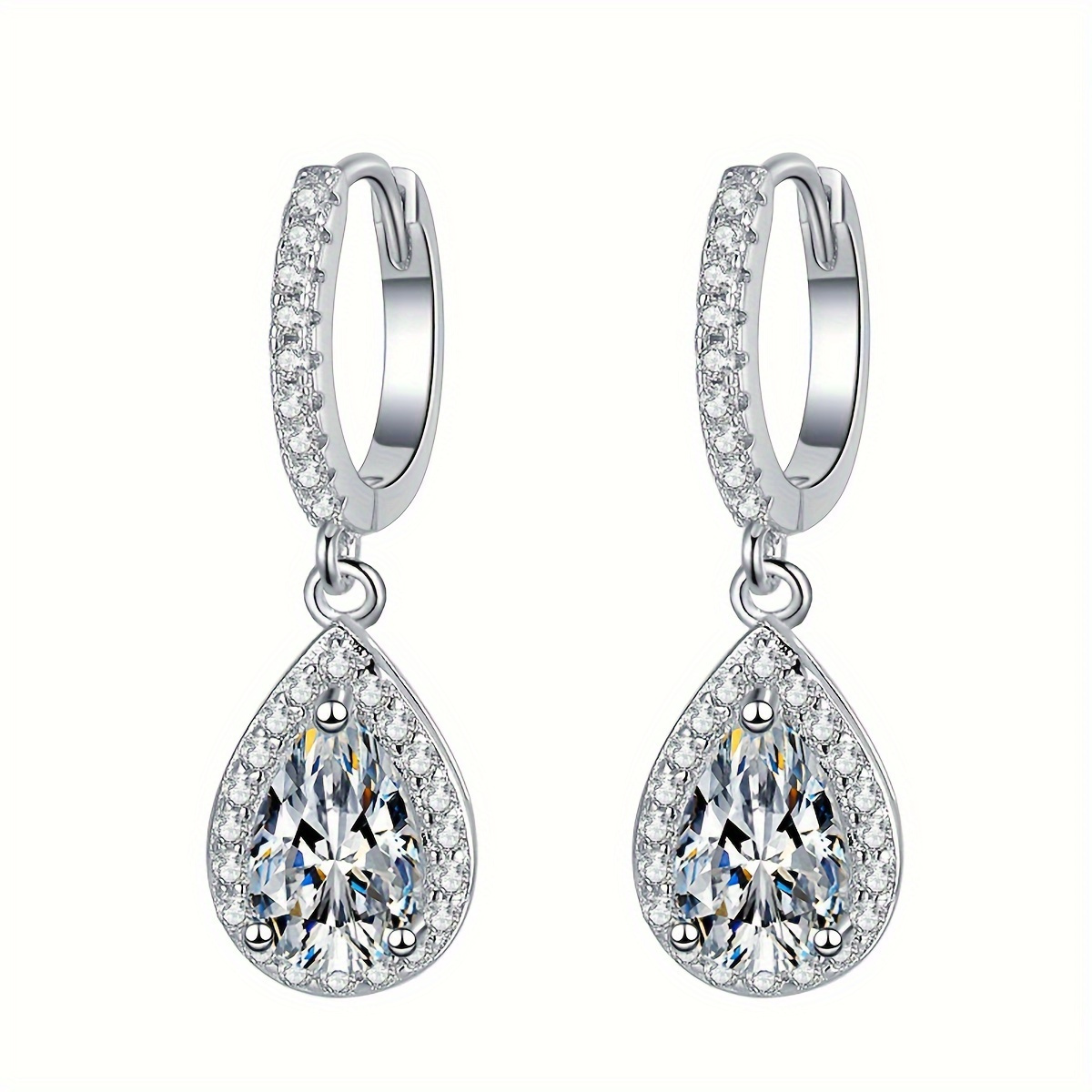 925 Sterling Silvery Drop Earrings For Women, Fashionable Luxury Valentine's Day Engagement Birthday Gift