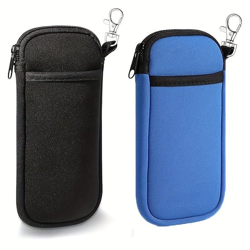 

Soft Neoprene Glasses Bag With Zipper And Carabiner - Ultra Lightweight Portable Double Glasses Case Set